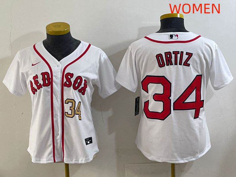 Women 2025 Boston Red Sox #34 Ortiz White Game Nike MLB Jersey style 3